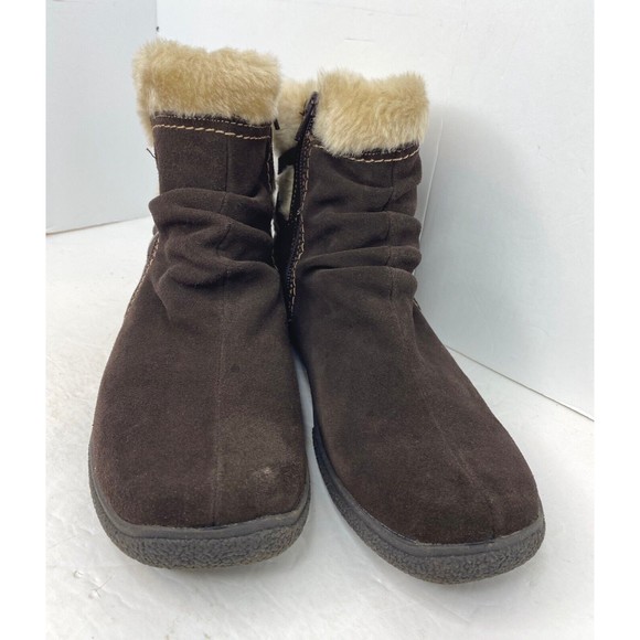 Bare Traps Lauree Boots 8M Brown Suede with Faux Fur Lining Zip Side - Picture 2 of 13